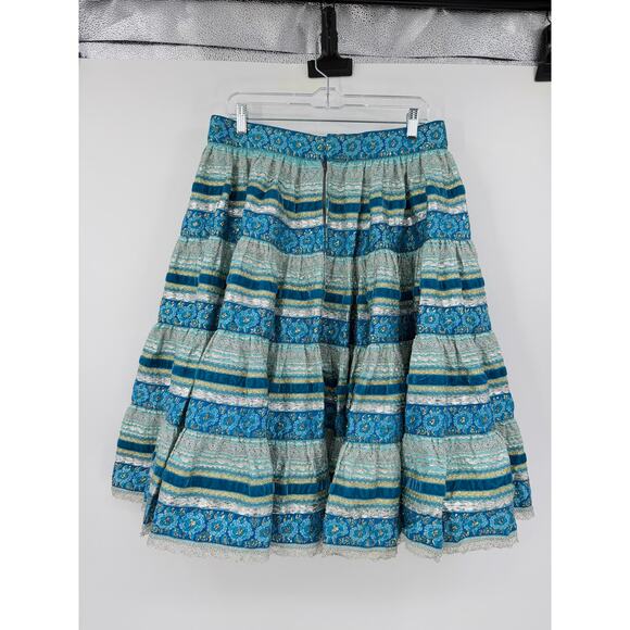 Vintage 70s Desert Flower Turquoise Western Top Circle Skirt Festival Prairie - Picture 10 of 16